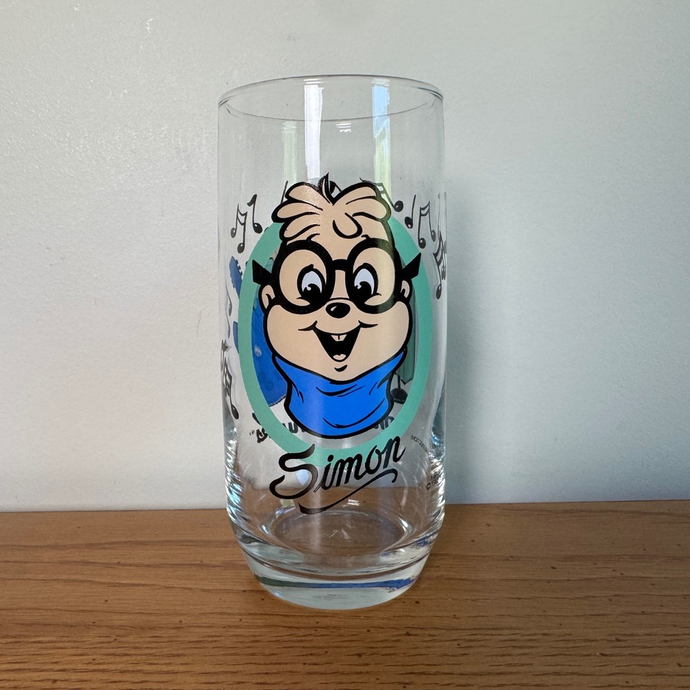 Vintage 1985 Alvin and the Chipmunks Simon Glass Tumbler Bagdasarian Productions